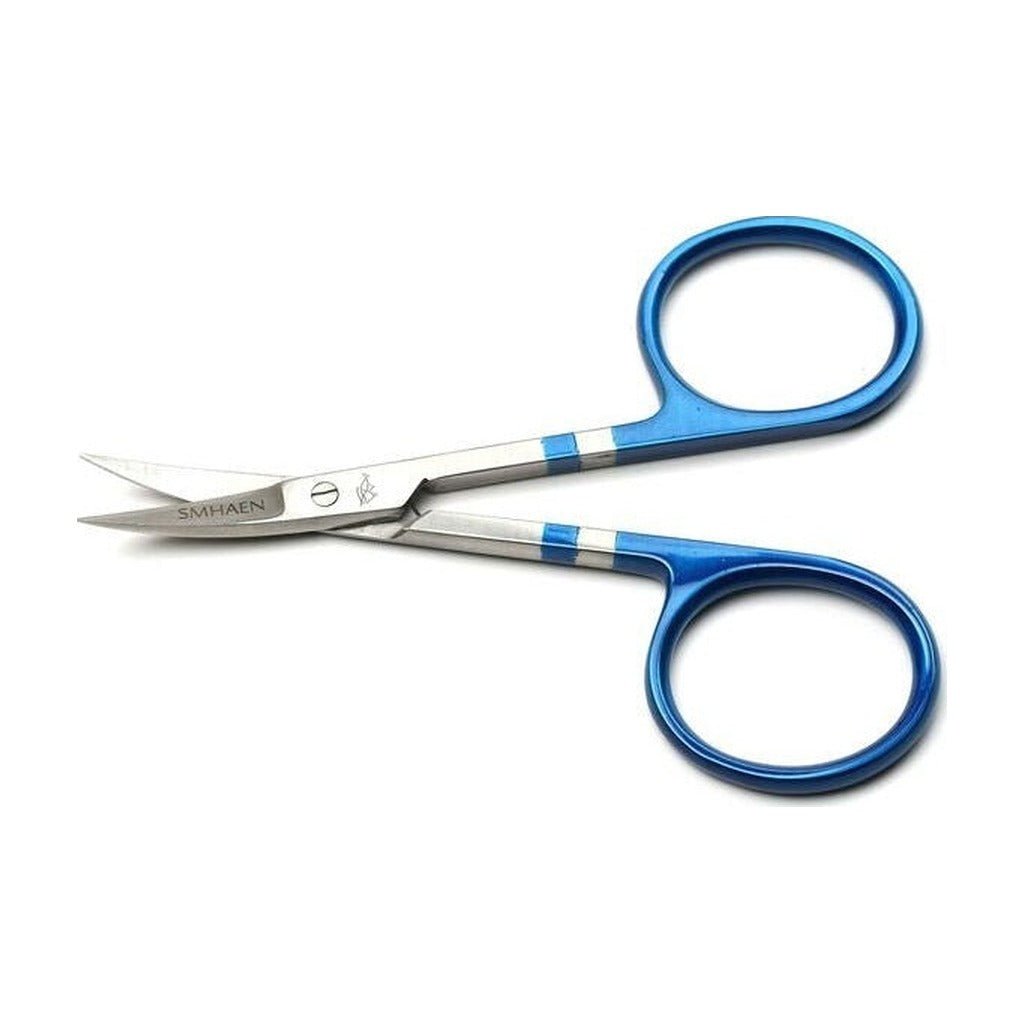 Smhaen Tungsten Carbide 4" Blue Midge Curved Scissors - Tying Tools - Fly Fish Food