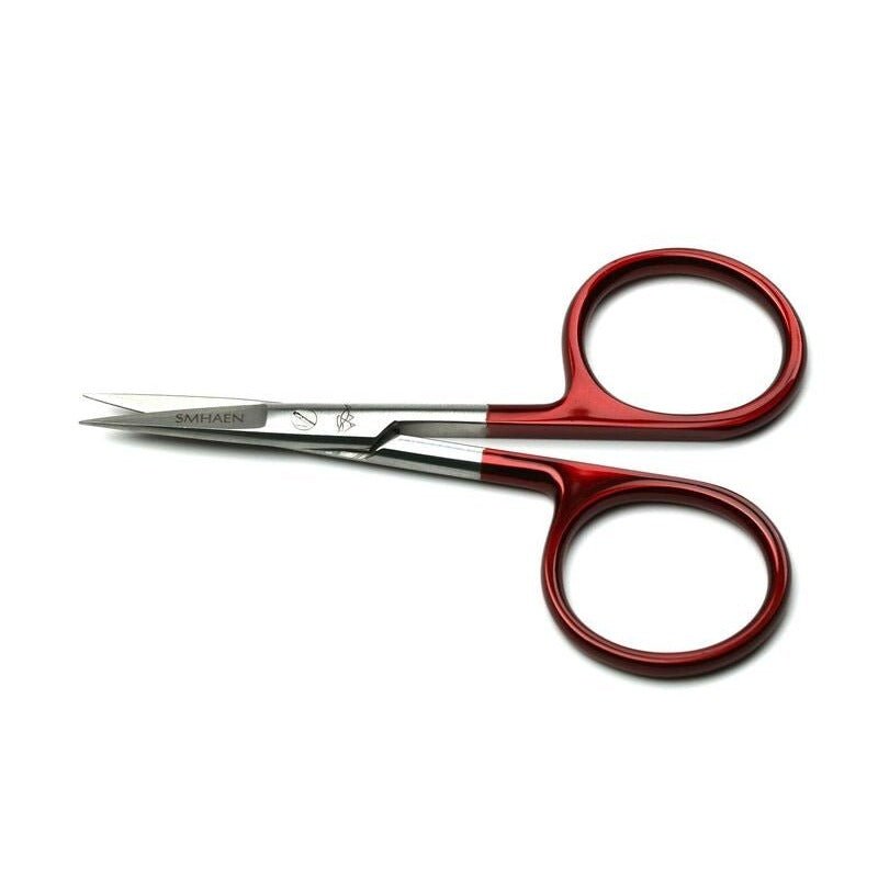 Smhaen Tungsten Carbide 4" Red Regular Straight Scissors - Tying Tools - Fly Fish Food