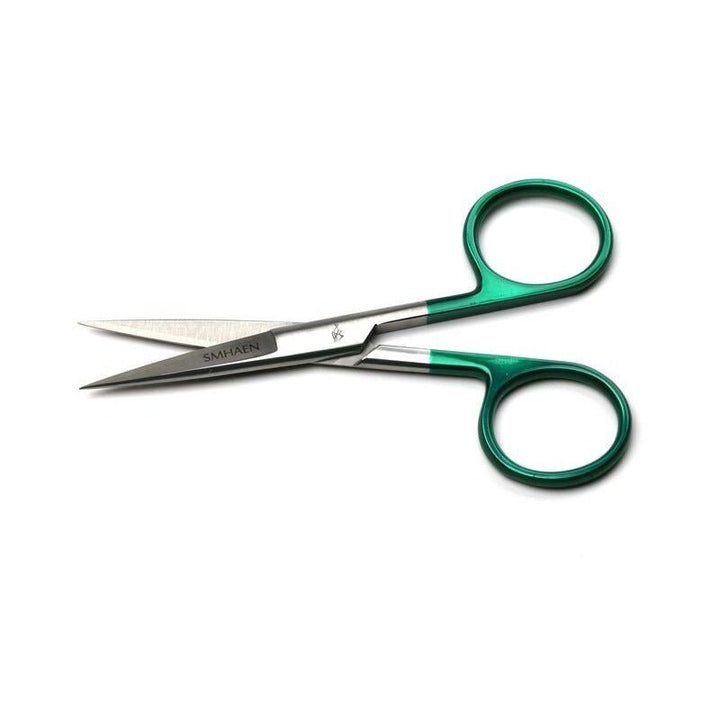 Smhaen Tungsten Carbide 5" Green Large Straight Scissors - Tying Tools - Fly Fish Food