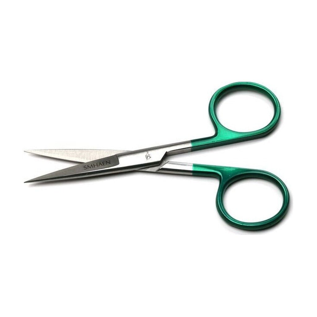 Smhaen Tungsten Carbide 5" Green Large Straight Scissors - Tying Tools - Fly Fish Food