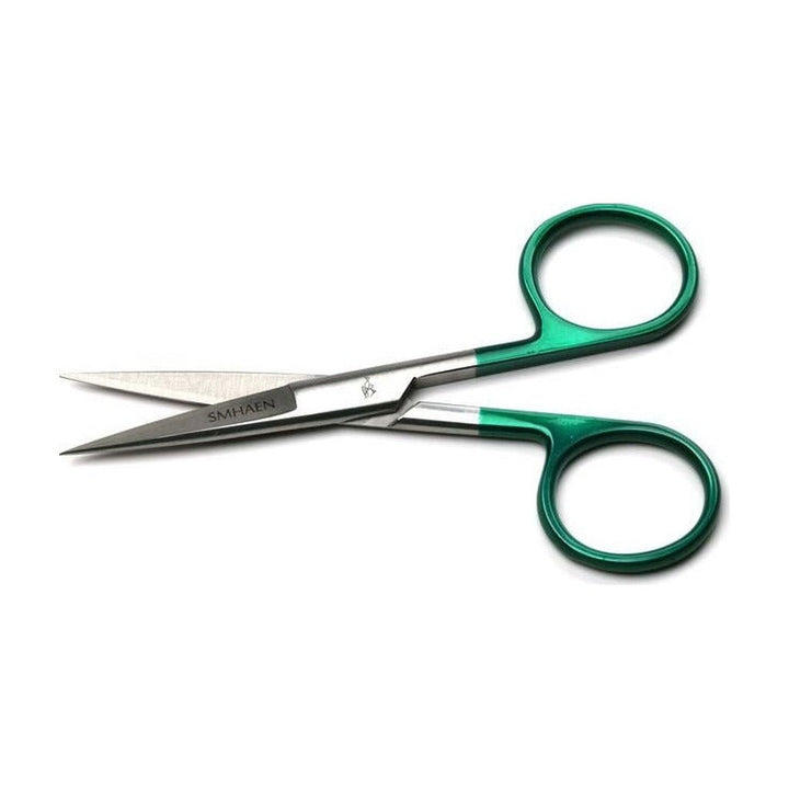 Smhaen Tungsten Carbide 5" Green Large Straight Scissors - Tying Tools - Fly Fish Food
