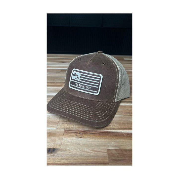 Fly Fish Food America Flag Hat - Brown Classic Waxed - Hats - Fly Fish Food