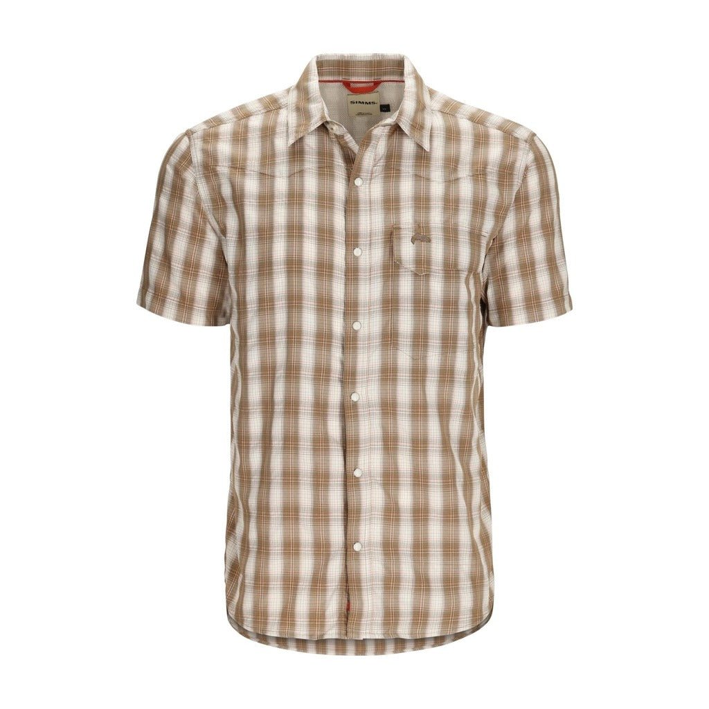 Simms - M's Big Sky Shirt - Short Sleeve - Driftwood Plaid - Apparel - Fly Fish Food