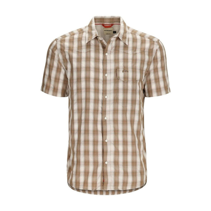 Simms - M's Big Sky Shirt - Short Sleeve - Driftwood Plaid - Apparel - Fly Fish Food