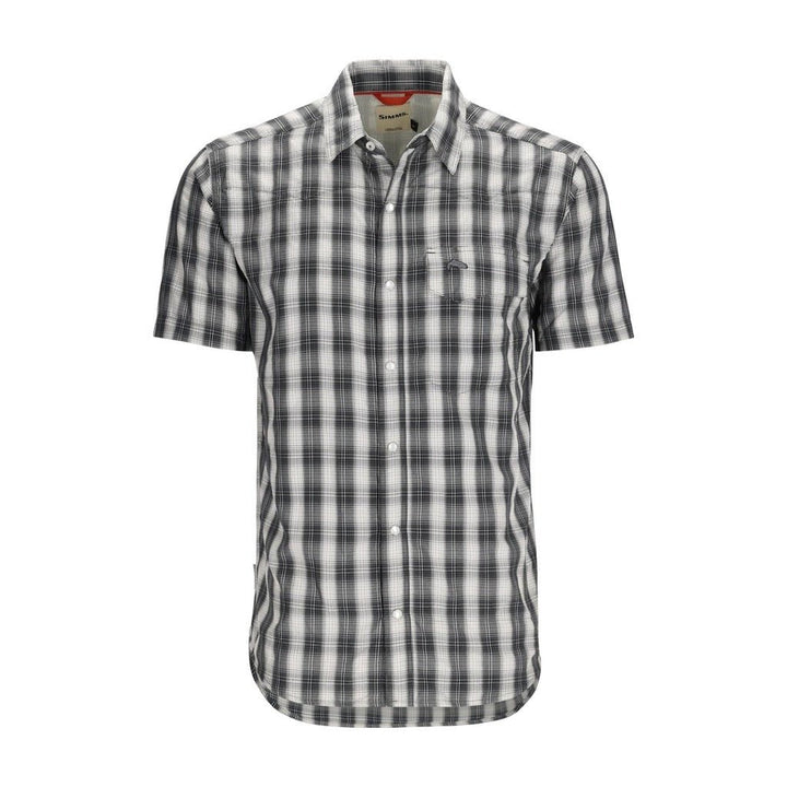 Simms - M's Big Sky Shirt - Short Sleeve - Black Plaid - Apparel - Fly Fish Food