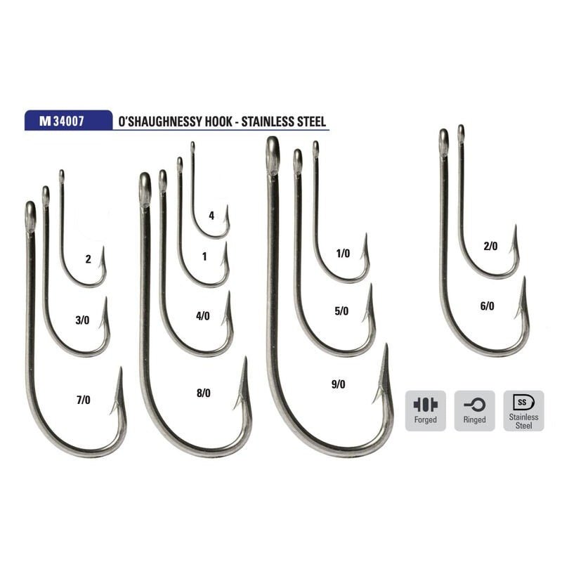 Mustad - O'Shaughnessy Forged Stainless Steel Hook M34007 - Hooks & Shanks - Fly Fish Food