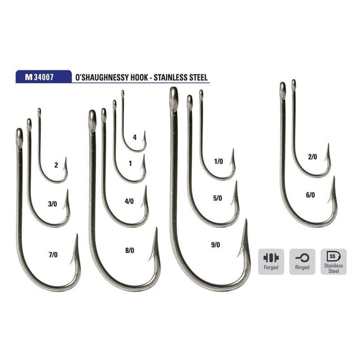 Mustad - O'Shaughnessy Forged Stainless Steel Hook M34007 - Hooks & Shanks - Fly Fish Food