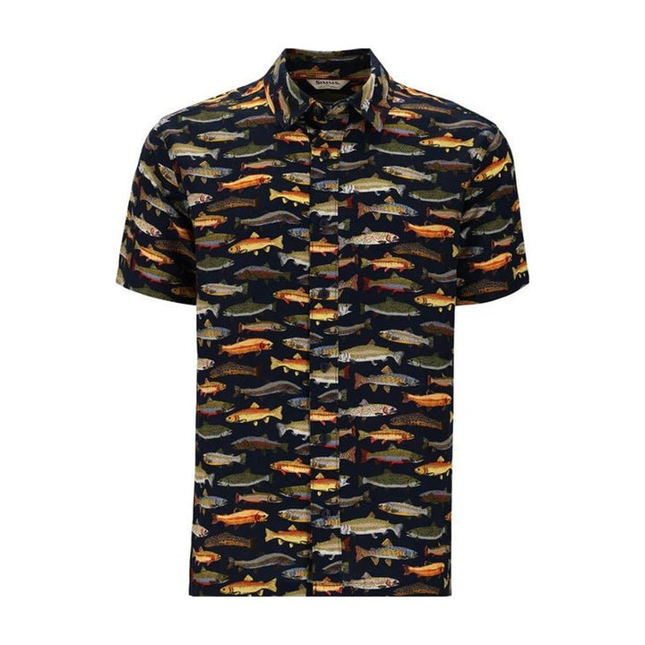 Simms Men's Tailout SS Shirt - Natural - Trout Parade - Apparel - Fly Fish Food