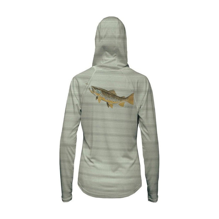 FFF Logo - RepYourWater Hungry Brown Flolite Sun Hoody - Women's - Apparel - Fly Fish Food