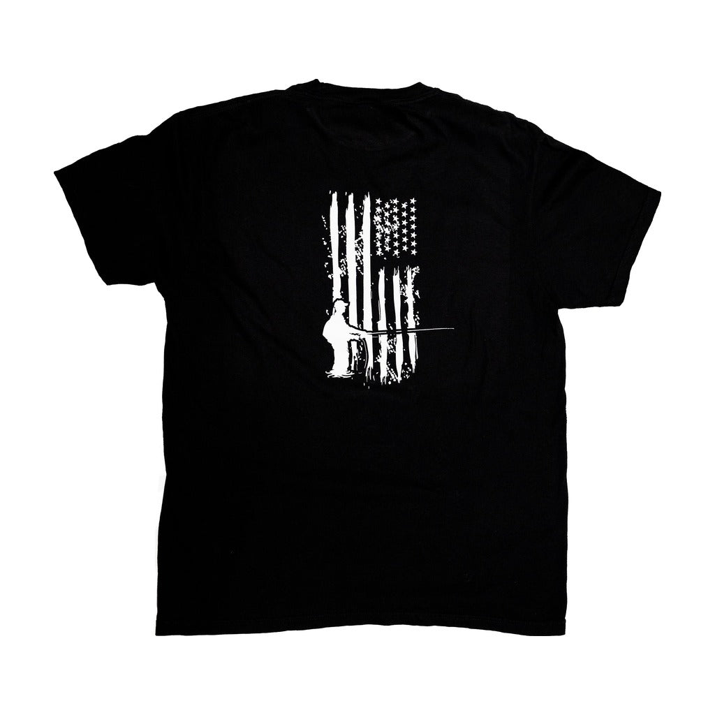 Fly Fish Food Patriotic Fisherman T-Shirt - Black - Apparel - Fly Fish Food