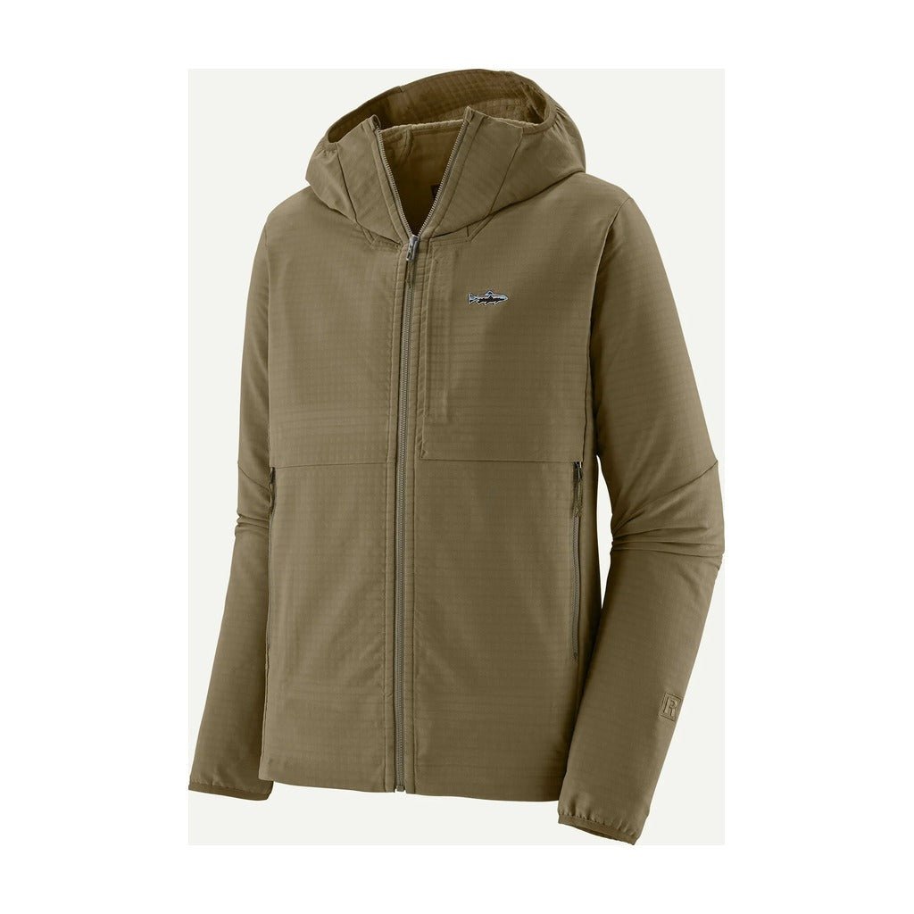 Patagonia - Men's R1 TechFace Fitz Roy Trout Hoody - Dark Ash - Apparel - Fly Fish Food