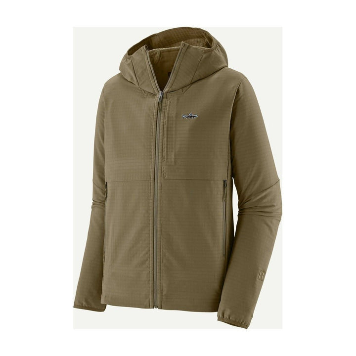 Patagonia - Men's R1 TechFace Fitz Roy Trout Hoody - Dark Ash - Apparel - Fly Fish Food