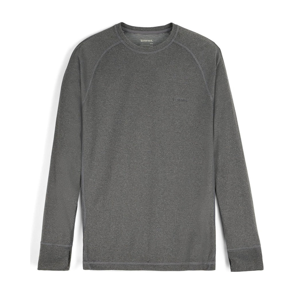 Simms - Men's Strata 160 LS Baselayer Crew - Dark Grey Heather - Apparel - Fly Fish Food