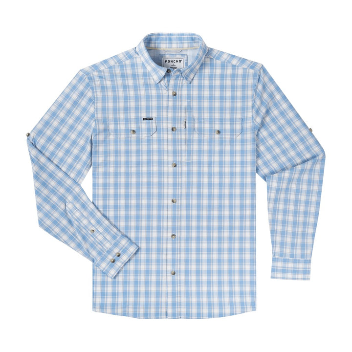 Poncho - The Snake River - Baby Blue and White Plaid