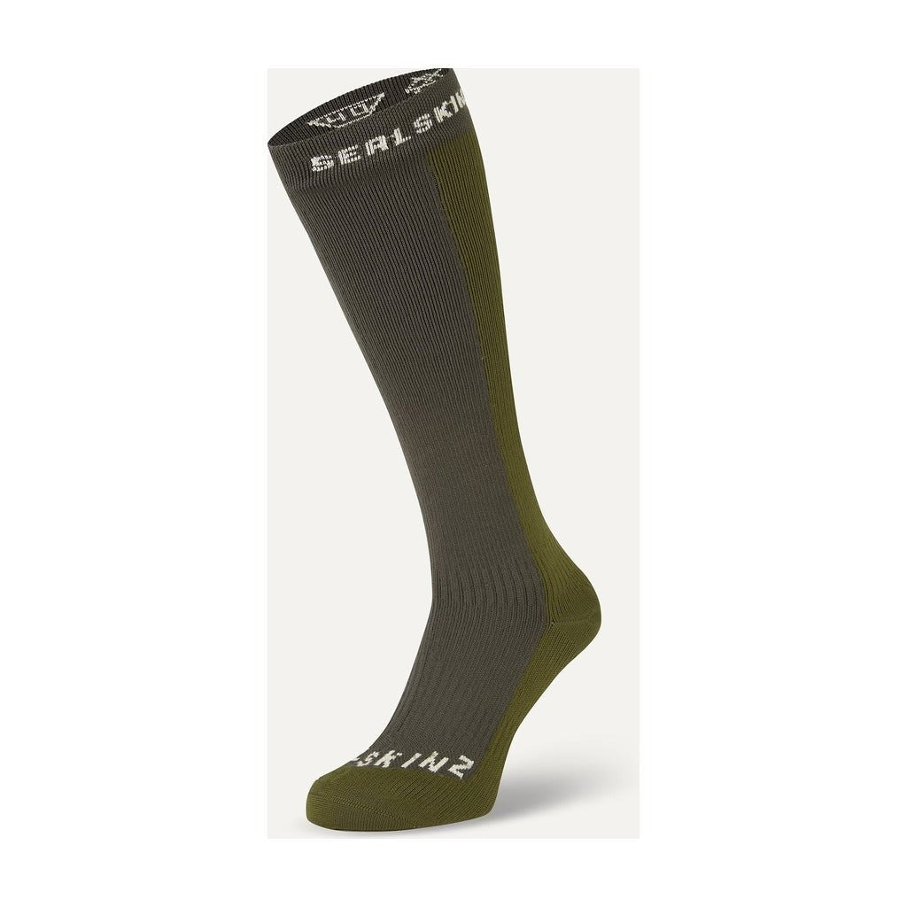 Sealskinz - Worstead Waterproof Cold Wether Knee Length Sock - Olive - Apparel - Fly Fish Food