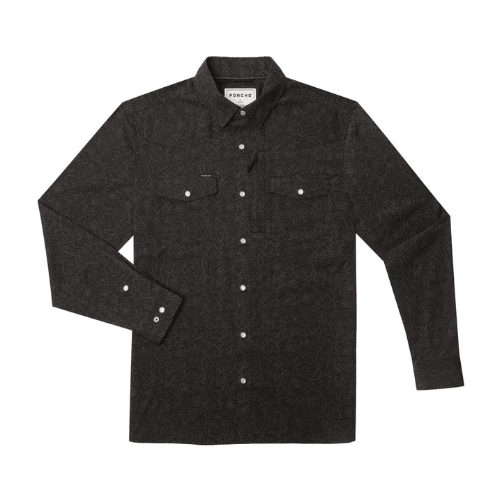 Poncho - The Pat Garrett - Black Floral Print - Apparel - Fly Fish Food