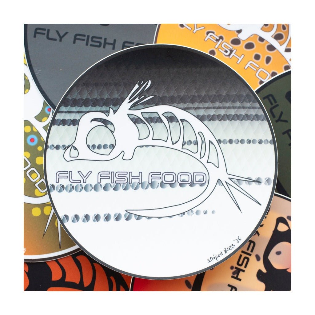 Fly Fish Food Sticker - Striped Bass (2") - Stickers - Fly Fish Food
