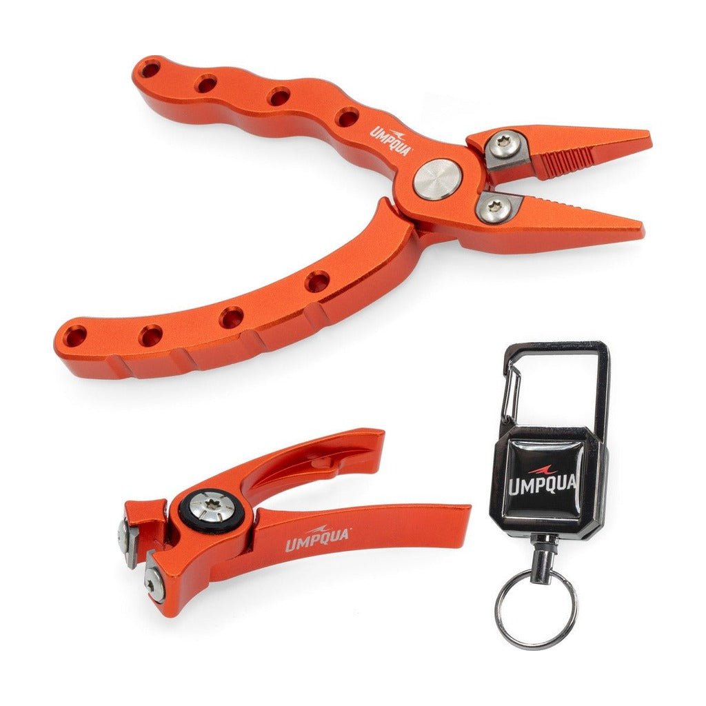 Umpqua - RiverRun Combo Retractor/Nipper/Plier - Gunmetal/Orange - On Water Accessories - Fly Fish Food