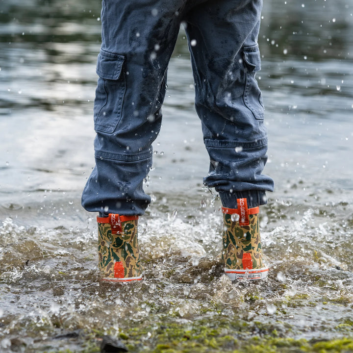 Grundens Kid's Guppy Rain Boot - Fish Camo