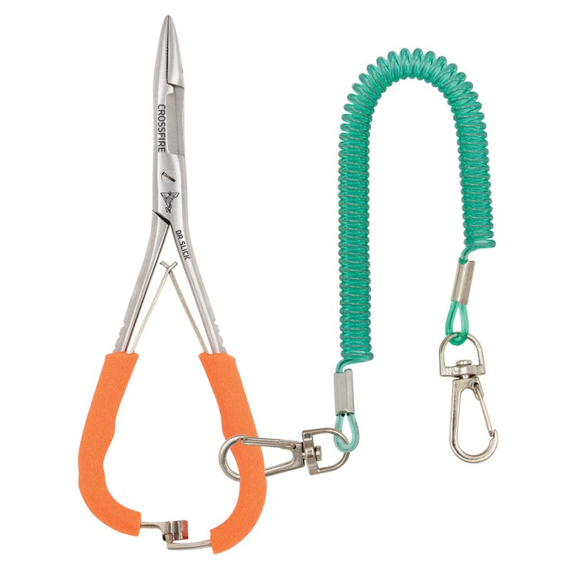 Mitten Scissor Clamp, 5", Satin with Orange Textured Rubber Handles, Straight, Tapered Jaw, (1/2) *