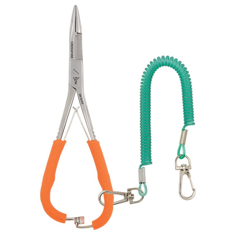 Mitten Scissor Clamp, 6", Satin with Orange Textured Rubber Handles, Straight, Tapered Jaw, (1/2) *