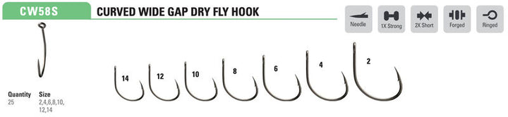 Mustad - Curved Apex Wide Dry Fly Hook CW58SAP