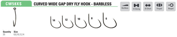 Mustad - Curved Wide Gap Dry Fly Hook CW58XSAP