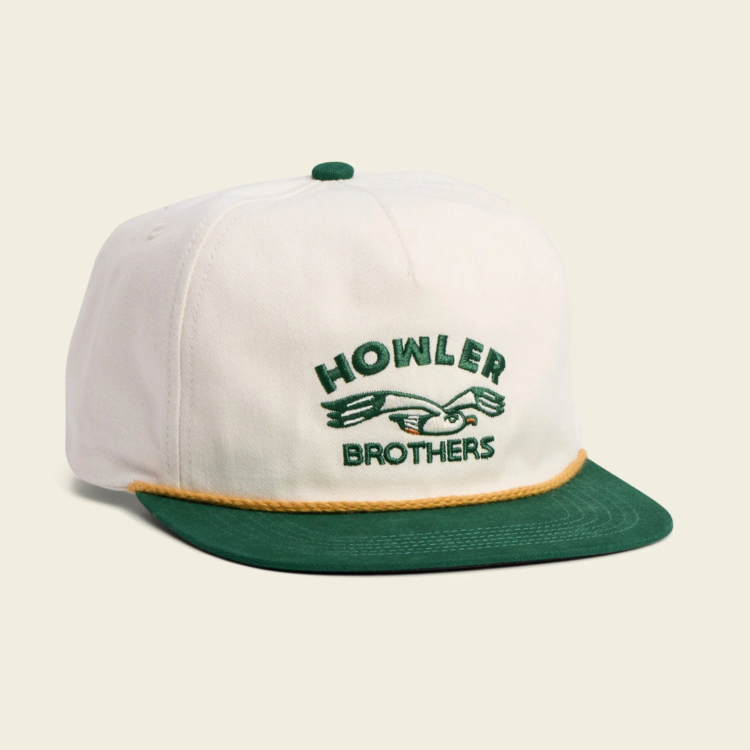 Howler Bros Unstructured Snapback Hat - Seagull: White/Green