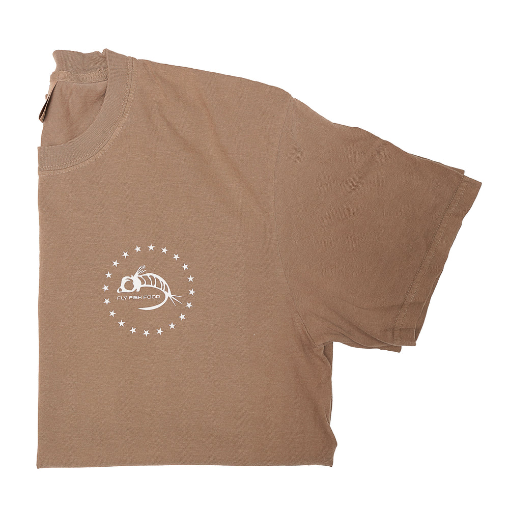 Fly Fish Food Patriotic Fisherman T-Shirt - Brown - Apparel - Fly Fish Food