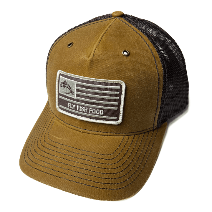 Fly Fish Food America Flag Hat - Vintage Brown - Hats - Fly Fish Food