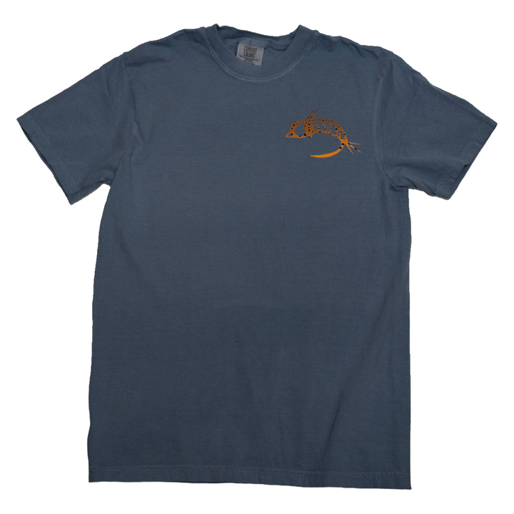 Fly Fish Food Brown Trout Logo Tee - Blue
