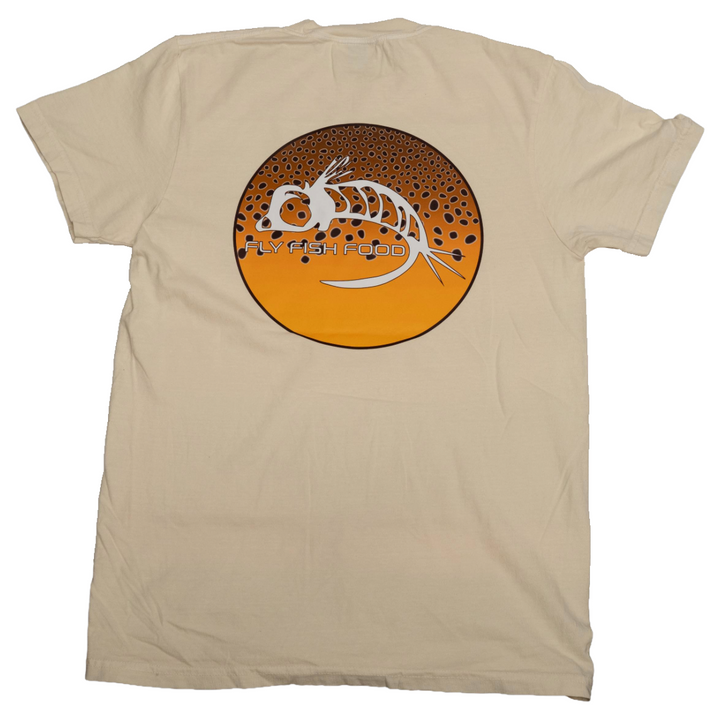 Fly Fish Food Brown Trout Logo Tee - Cream
