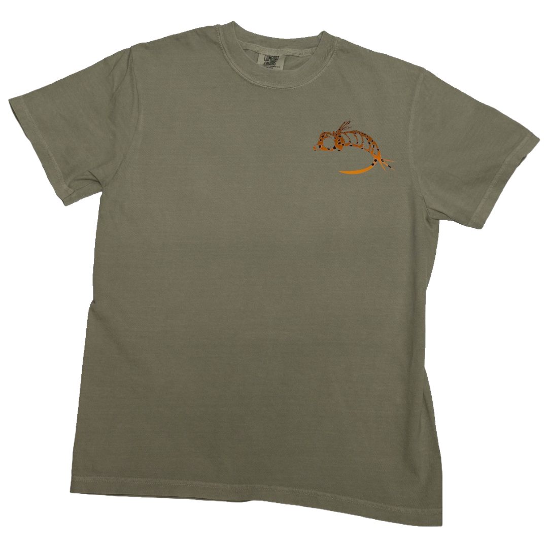 Fly Fish Food Brown Trout Logo Tee - Sage