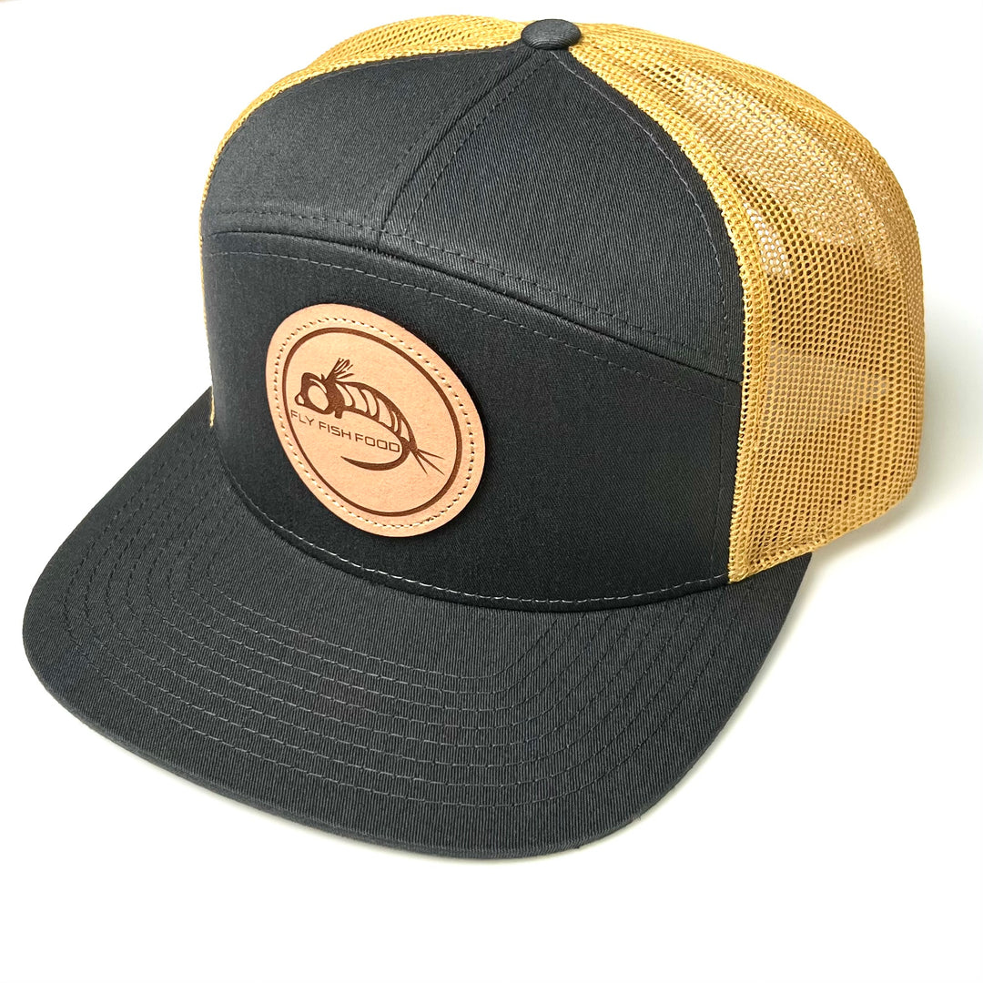 Fly Fish Food Logo Hat 7-Panel - Charcoal/Old Gold