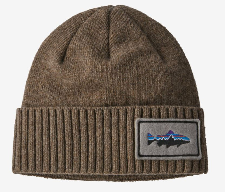 Patagonia Brodeo Beanie - Fitz Roy Trout Patch - Ash Tan