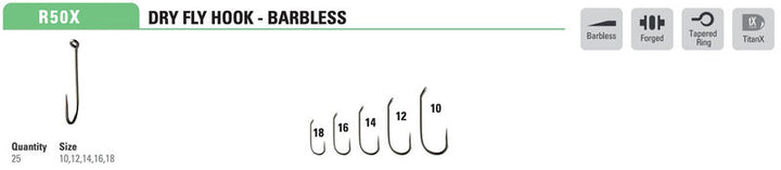 Mustad - Classic Dry Barbless Hook R50XAP