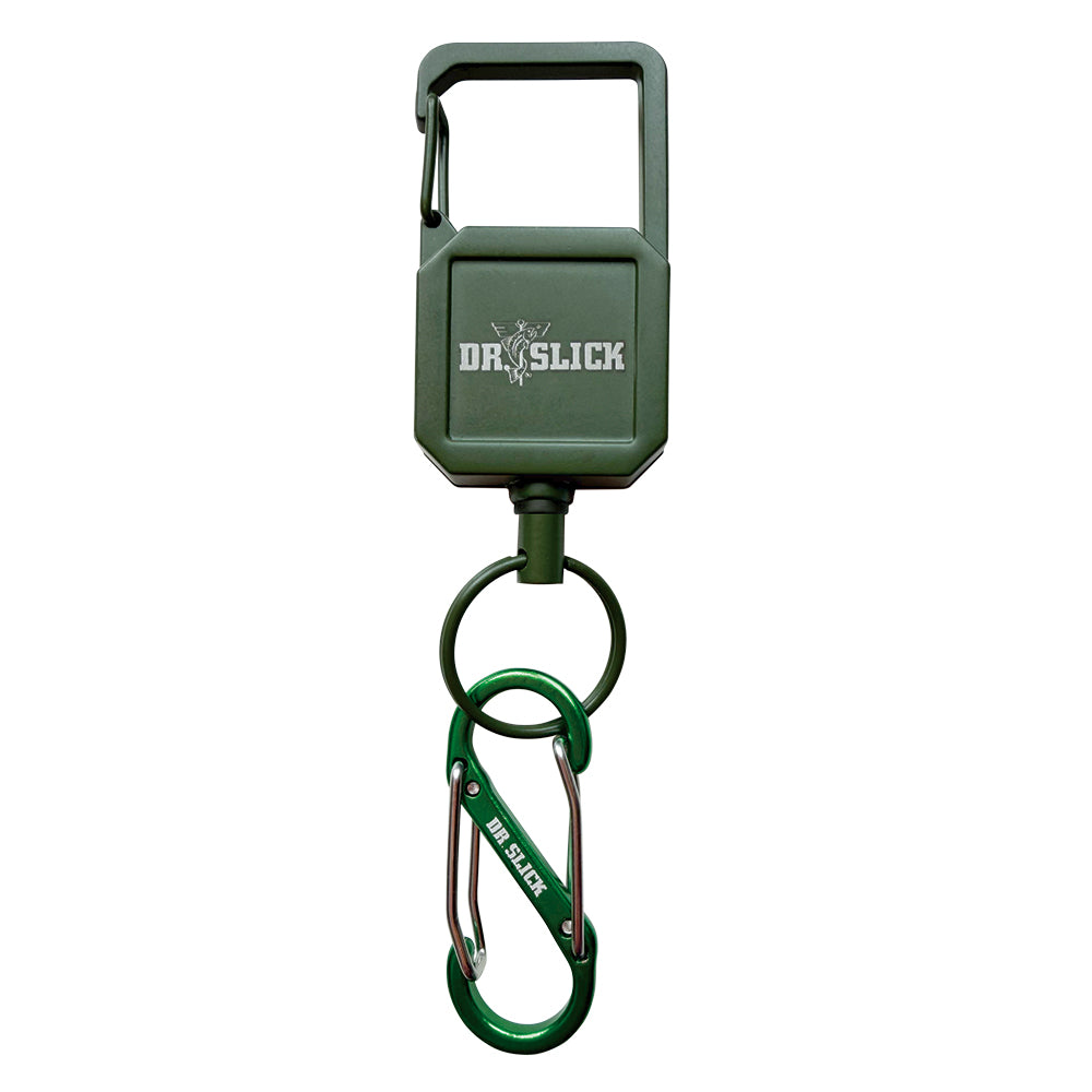 Clip On Retractor, Green, 18" Draw, Aluminum, w/ Carabiner