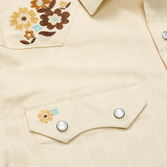 Howler Bros - Crosscut Deluxe Shortsleeve Shirt - Flower Power: Off White Dobby