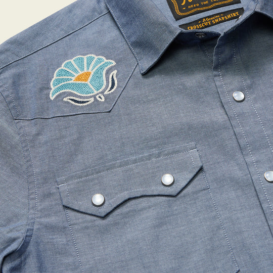 Howler Bros - Crosscut Deluxe Shortsleeve Shirt - Fresh Blooms: Indigo