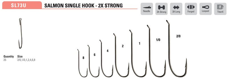 Mustad SL73UAP - Salmon Single 2X Strong Fly Hook 2/0 / 25 Mustad SL73UAP - Salmon Single 2X Strong Fly Hook 2/0 / 25