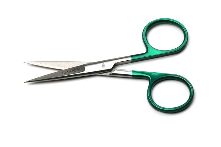 Smhaen Tungsten Carbide 5" Green Large Straight Scissors - Tying Tools - Fly Fish Food