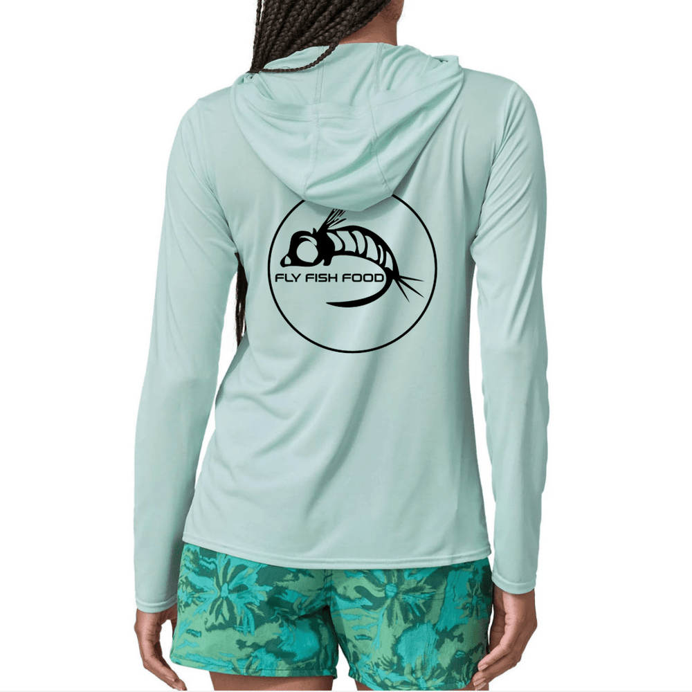 Fly Fish Food Logo (Back) - Patagonia W's Capilene Cool Daily Hoody - Apparel - Fly Fish Food