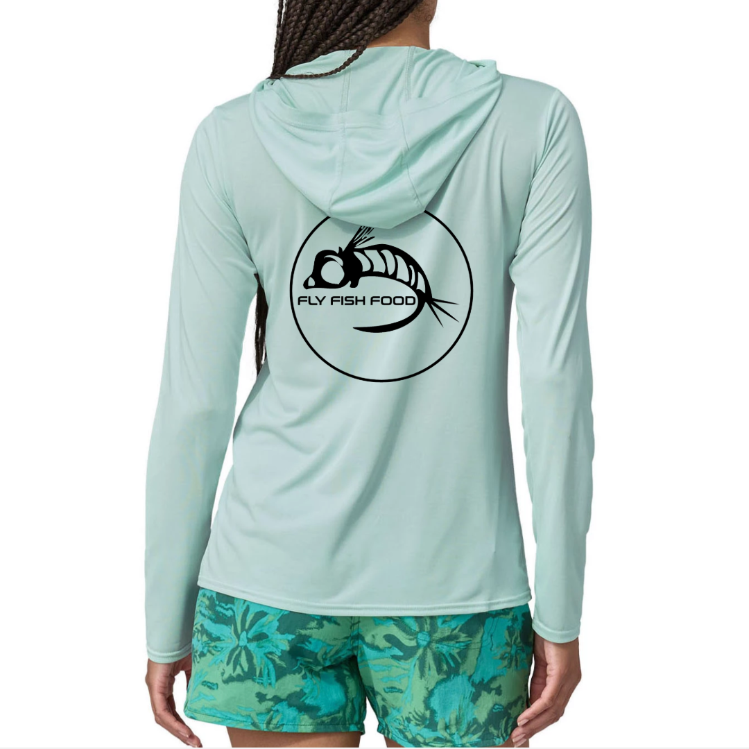 Fly Fish Food Logo (Back) - Patagonia W's Capilene Cool Daily Hoody