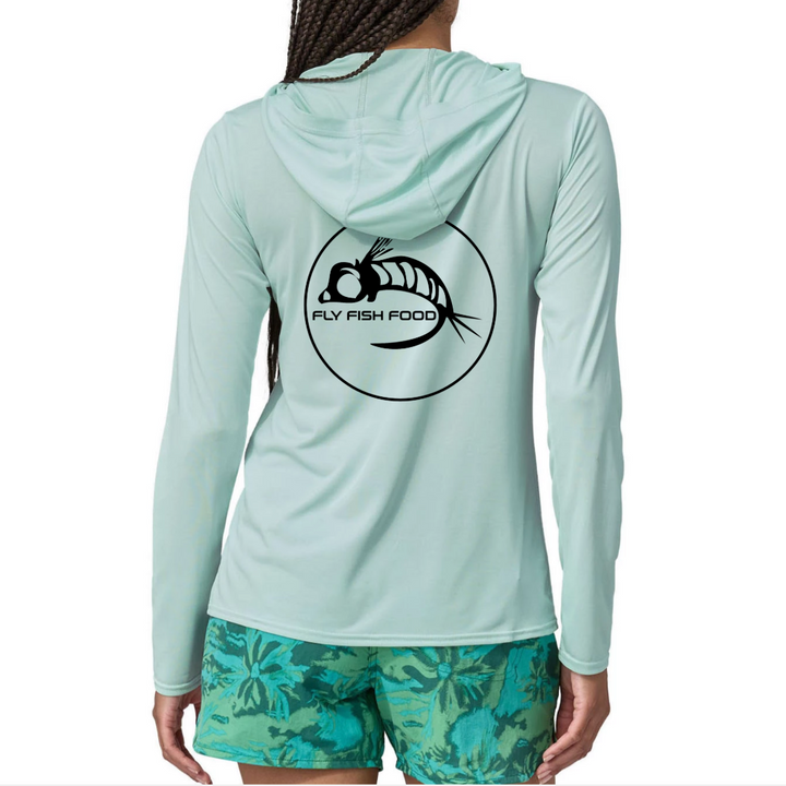 Fly Fish Food Logo (Back) - Patagonia W's Capilene Cool Daily Hoody