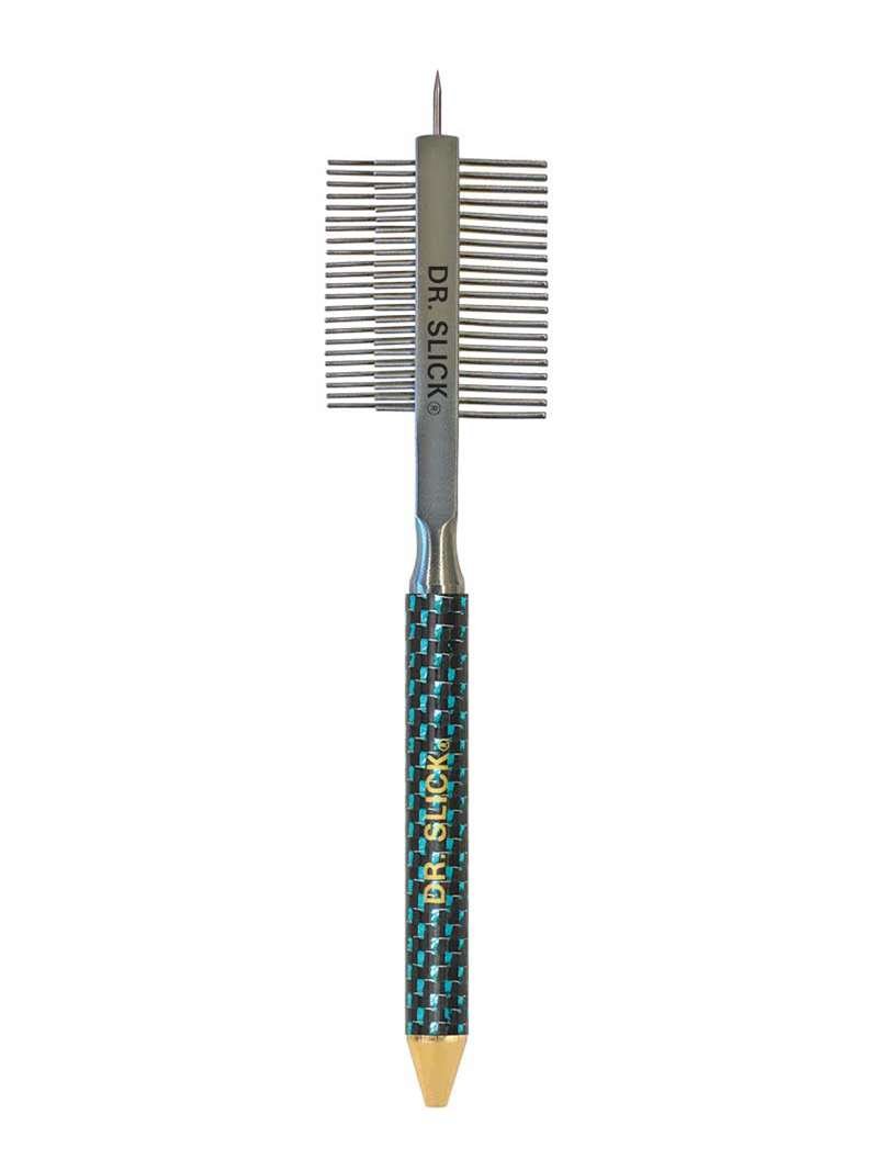 Dr. Slick - Carbon Fiber Handle Jumbo - Dubbing Comb w/ Material Pick & Half Hitch Tool - Tying Tools - Fly Fish Food