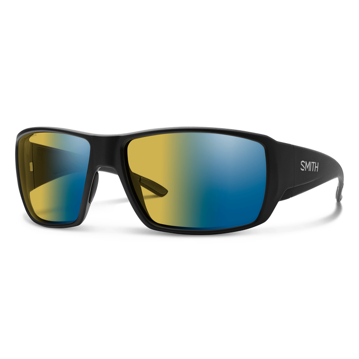 Smith Guide's Choice Sunglasses - Matte Black + ChromaPop Glass Polarchromic Yellow Blue Mirror