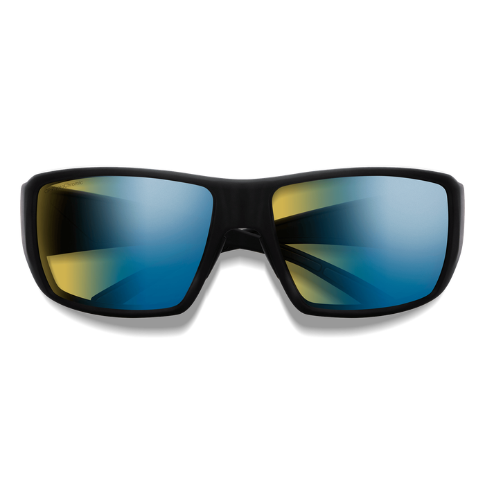 Smith Guide's Choice Sunglasses - Matte Black + ChromaPop Glass Polarchromic Yellow Blue Mirror