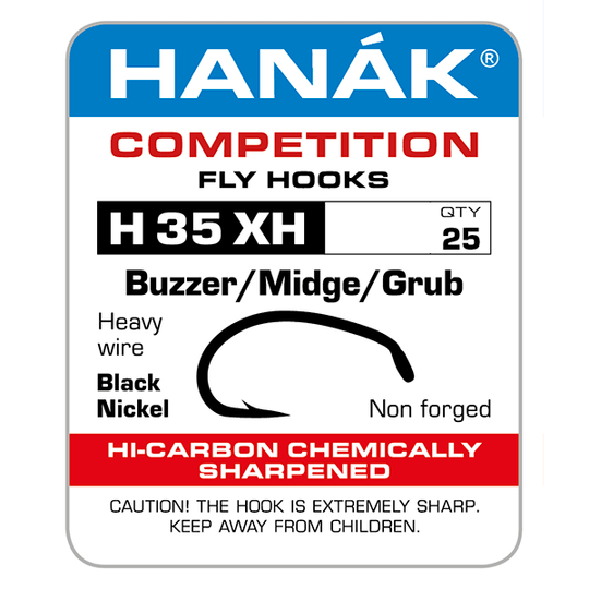 Hanak H 35 XH Barbed Buzzer/Midge/Grub Hooks - Hooks & Shanks - Fly Fish Food