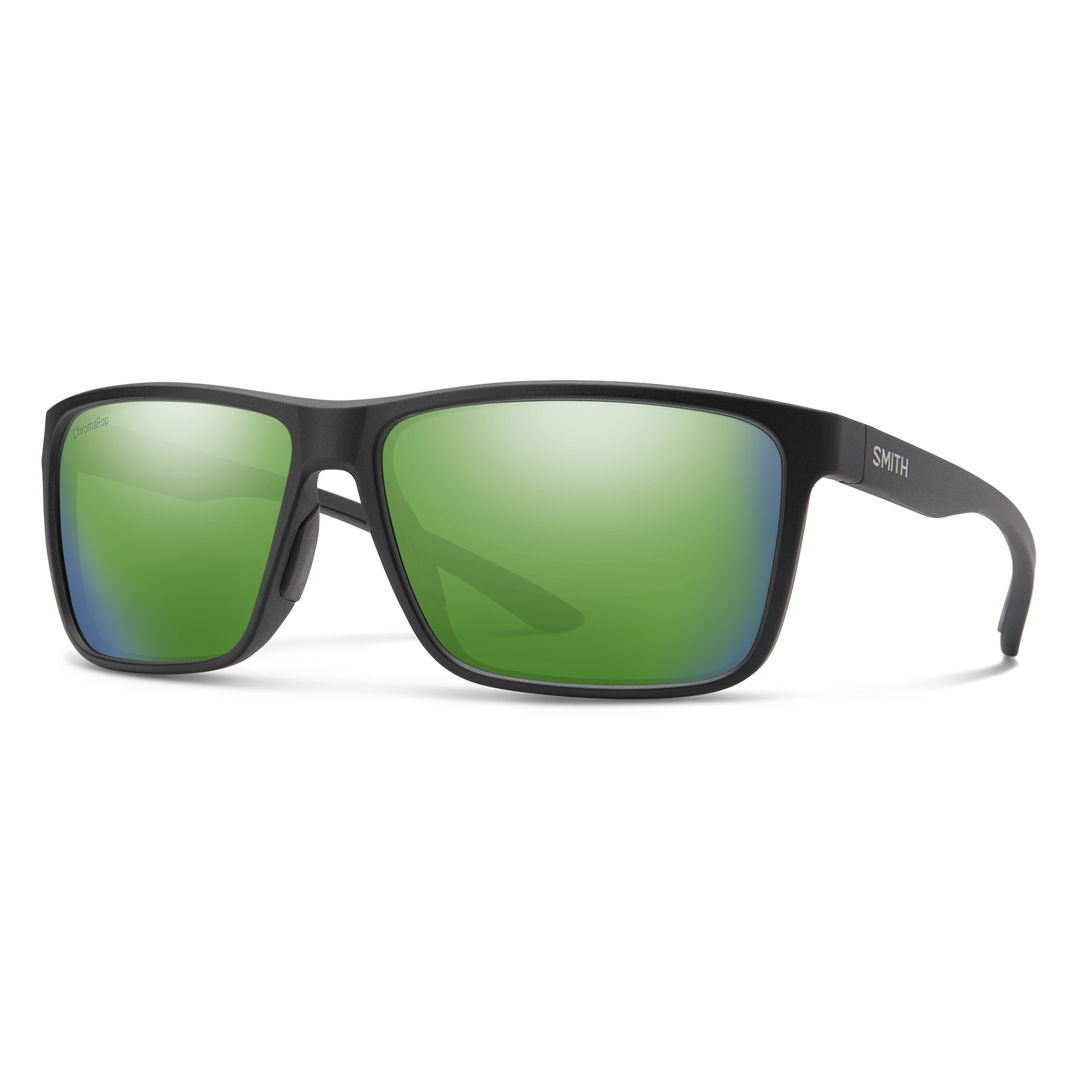 Riptide Matte Black / ChromaPop Polarized Green Mirror