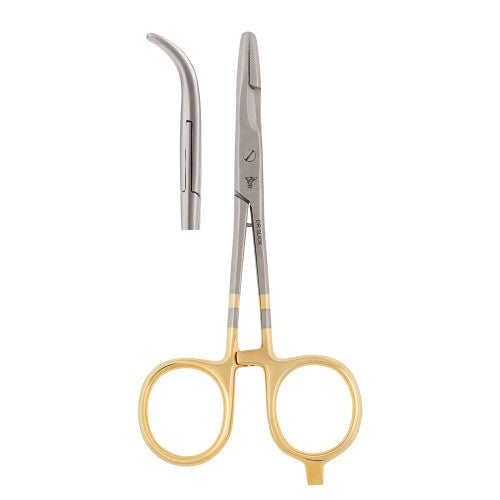 Scissor Clamp, 5-1/2", Gold Loops, Curved, 1/2